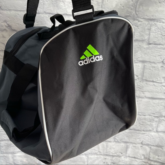 PREOWNED ADIDAS GREY GREEN DUFFLE BAG TOTE BAG GYM BAG - Picture 6 of 8